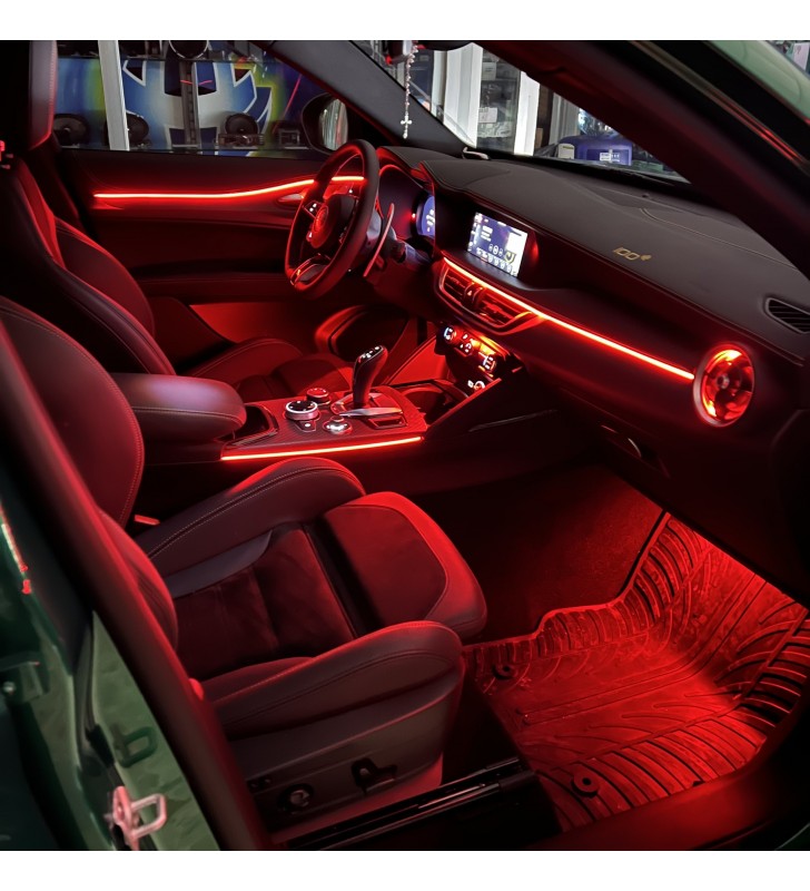 Tapis Coffre Alfa Romeo Stelvio 2022-2023 - Protection Antidérapante, Noir/Rouge